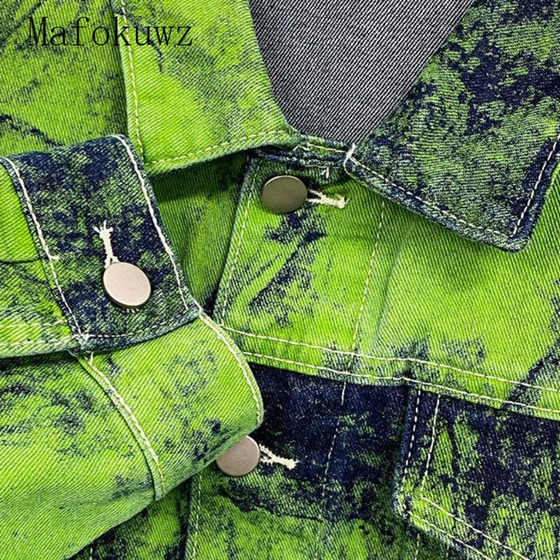 Vestes en denim rétro Splash pour hommes, pardessus américain, High Street, veste décontractée