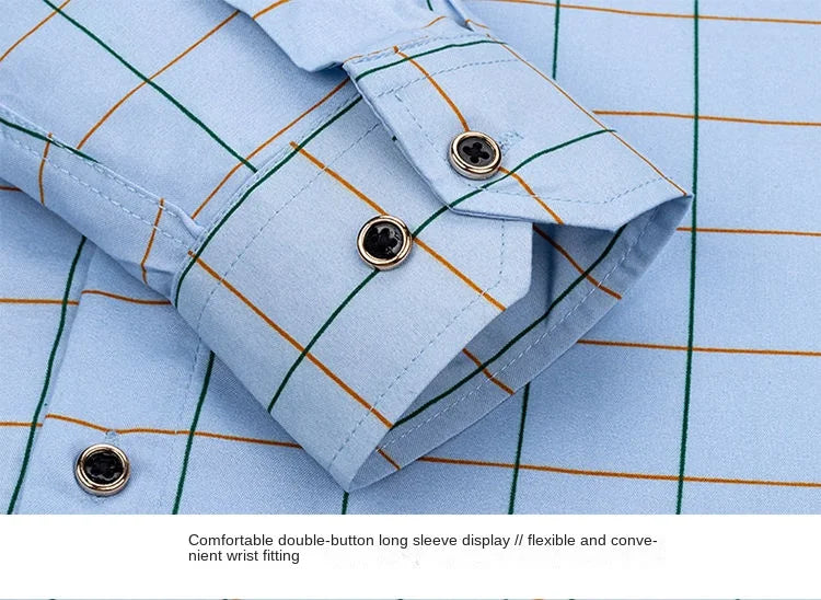 Chemise habillée classique à rayures pour hommes, chemises d'affaires à manches longues, coupe cintrée, grande taille M-5XL
