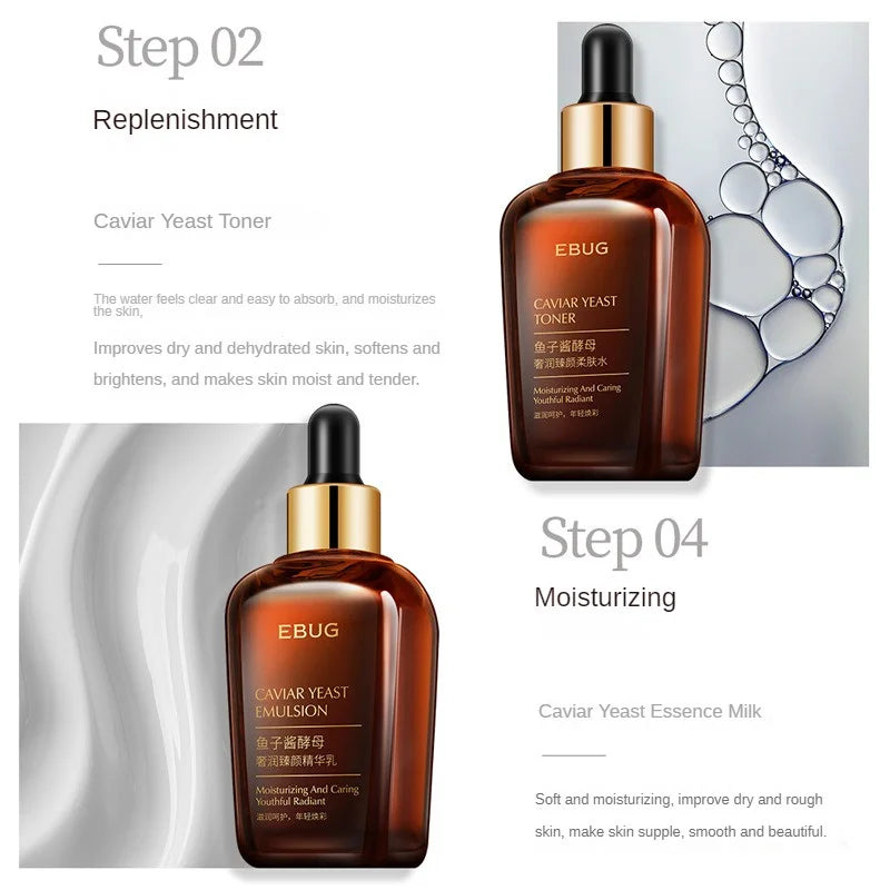 Ensemble de soins de la peau du visage avec boîte, crème pour le visage, Essence de levure de Caviar, Kit de soins de la peau hydratant, beauté et santé, costume Facial coréen, 5 pièces