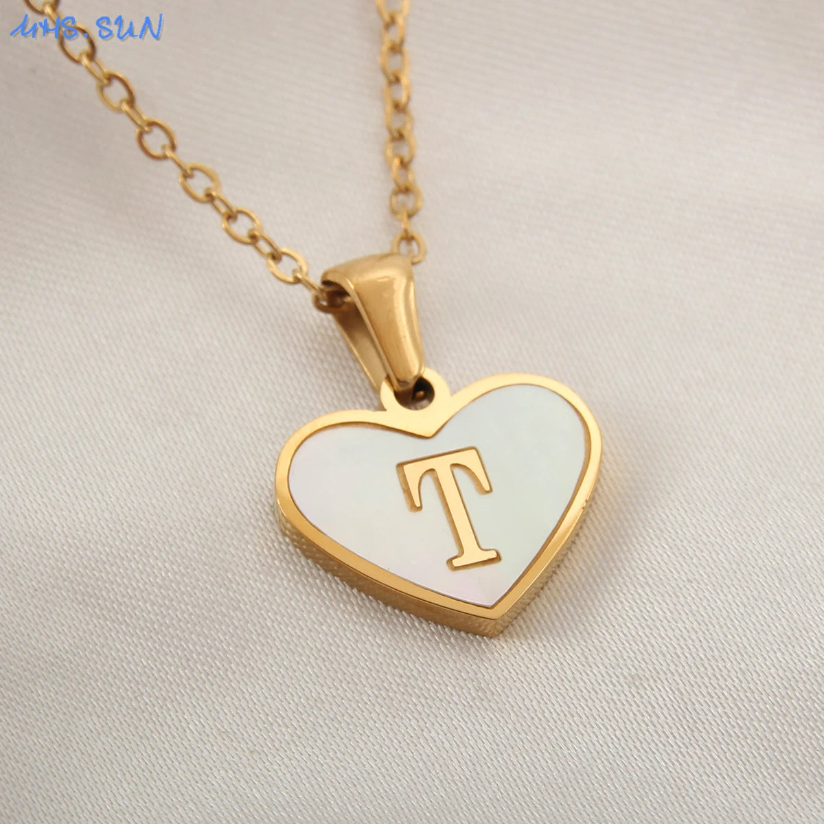 collier avec initiales en forme de cœur en acier inoxydable pour femmes et filles, plaqué or A-Z 26 lettres, pendentif ras du cou, bijoux cadeaux d'anniversaire