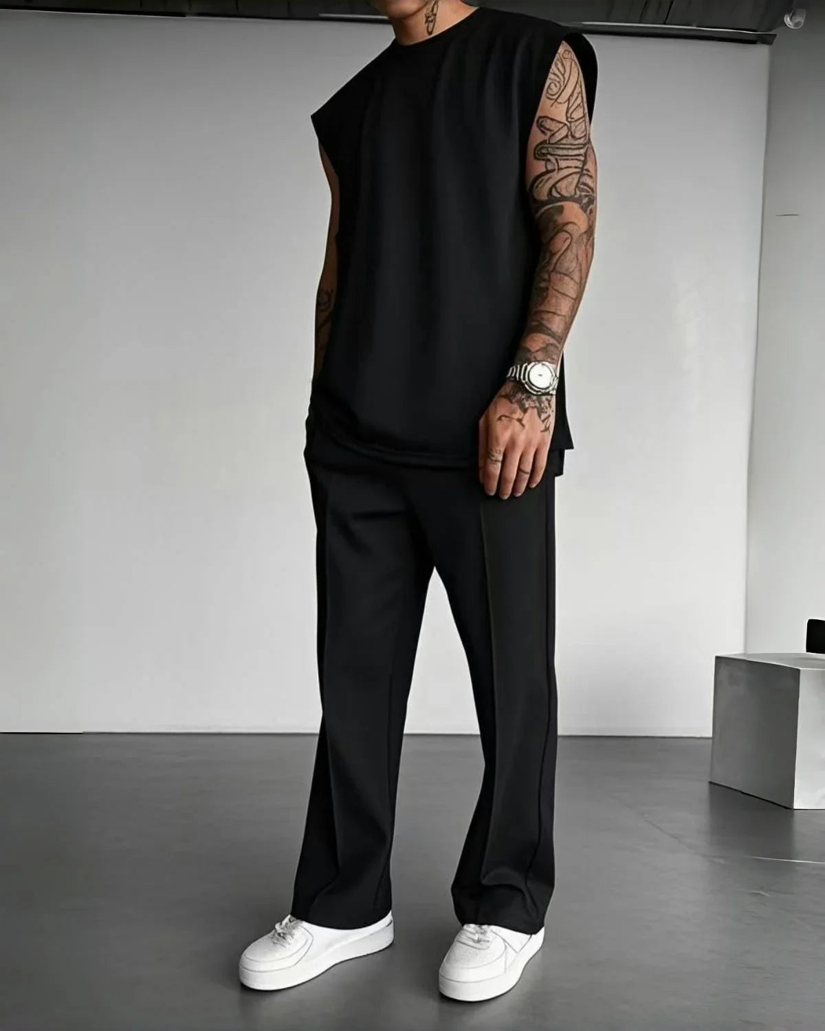 Ensemble sans manches pour hommes, pantalon décontracté de couleur unique, nouvelle collection été 2026