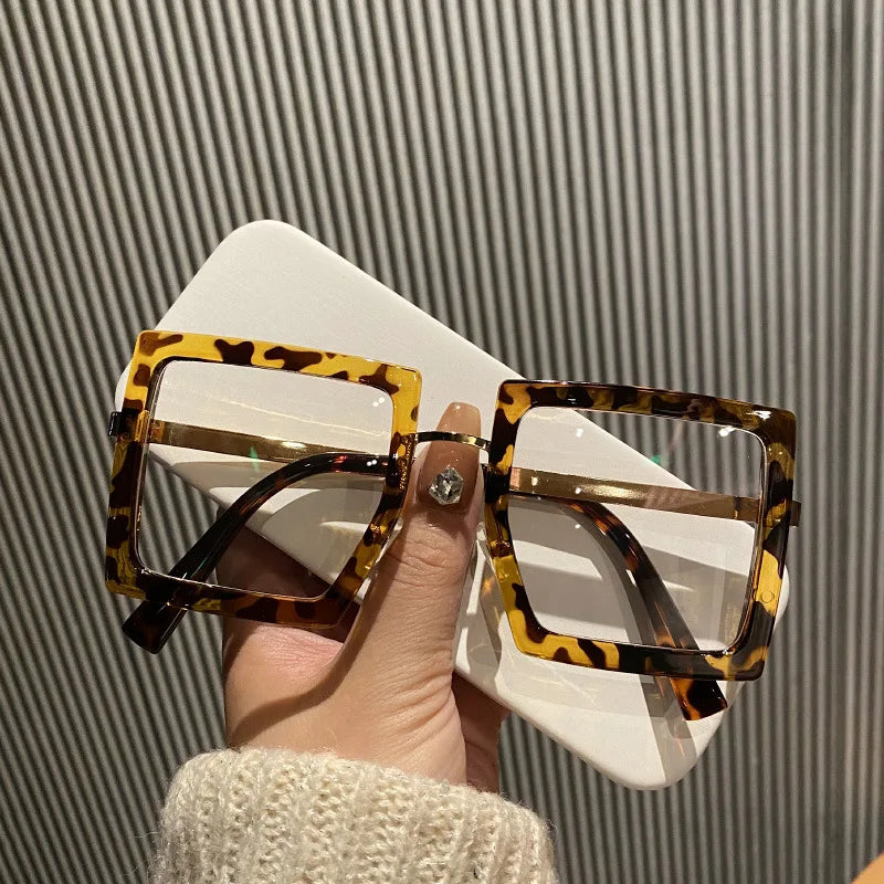 grand cadre femmes Anti-lumière bleue lunettes cadre épais nuances transparentes surdimensionné ordinateur oculaire 2025 nouveau dans