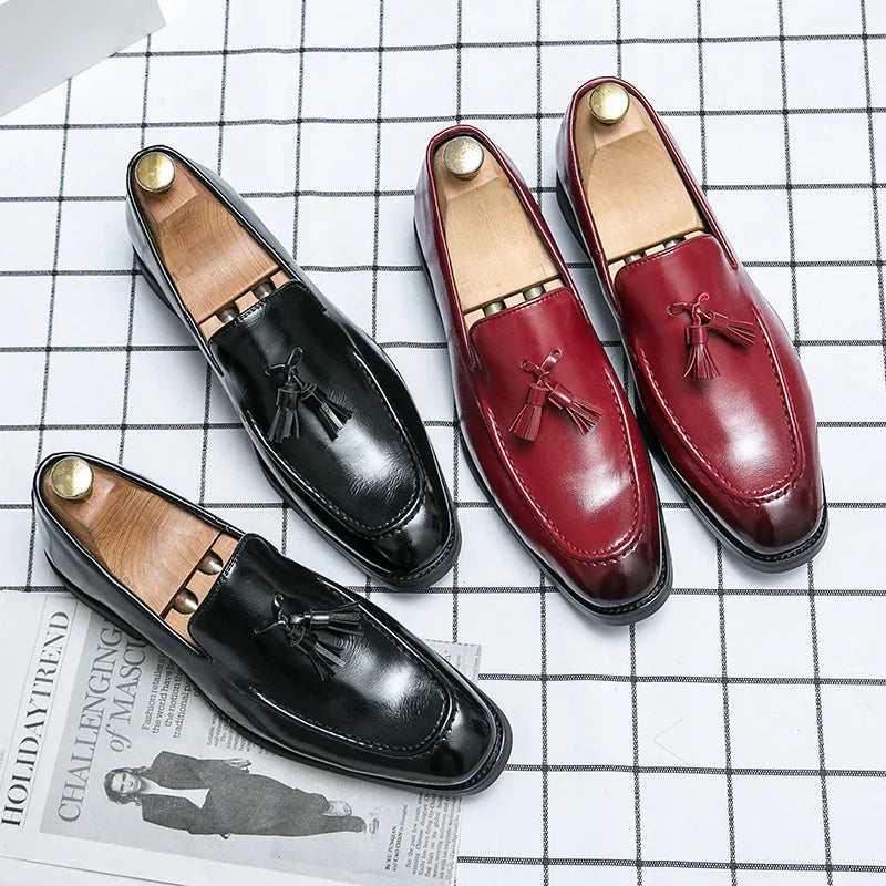 Mocassins en cuir pour hommes, chaussures de mariage, glands faits à la main de haute qualité