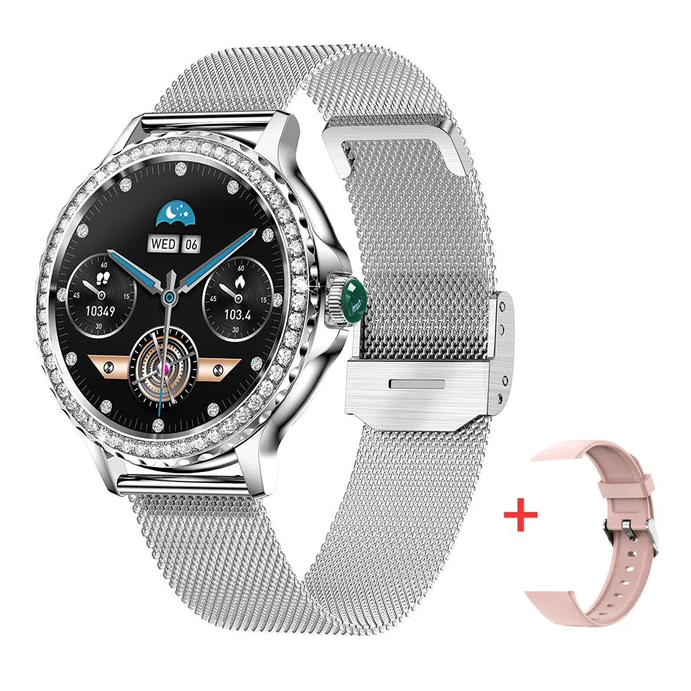 montre intelligente or Rose Bluetooth appel dame 100 + Mode sport Fitness moniteur de santé femmes Smartwatch pour IOS Android NX19