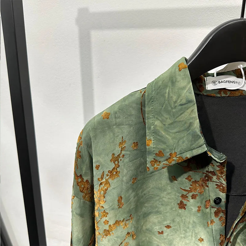 Chemise Blouse pour hommes coupe ample à manches longues chemises à la mode Vintage respirant