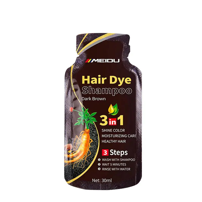 Shampoing 3 en 1 pour teinture capillaire, 30ml, assombrissant instantané, gris à noir, Polygonum Multiflorum, couverture de couleur naturelle pour femmes
