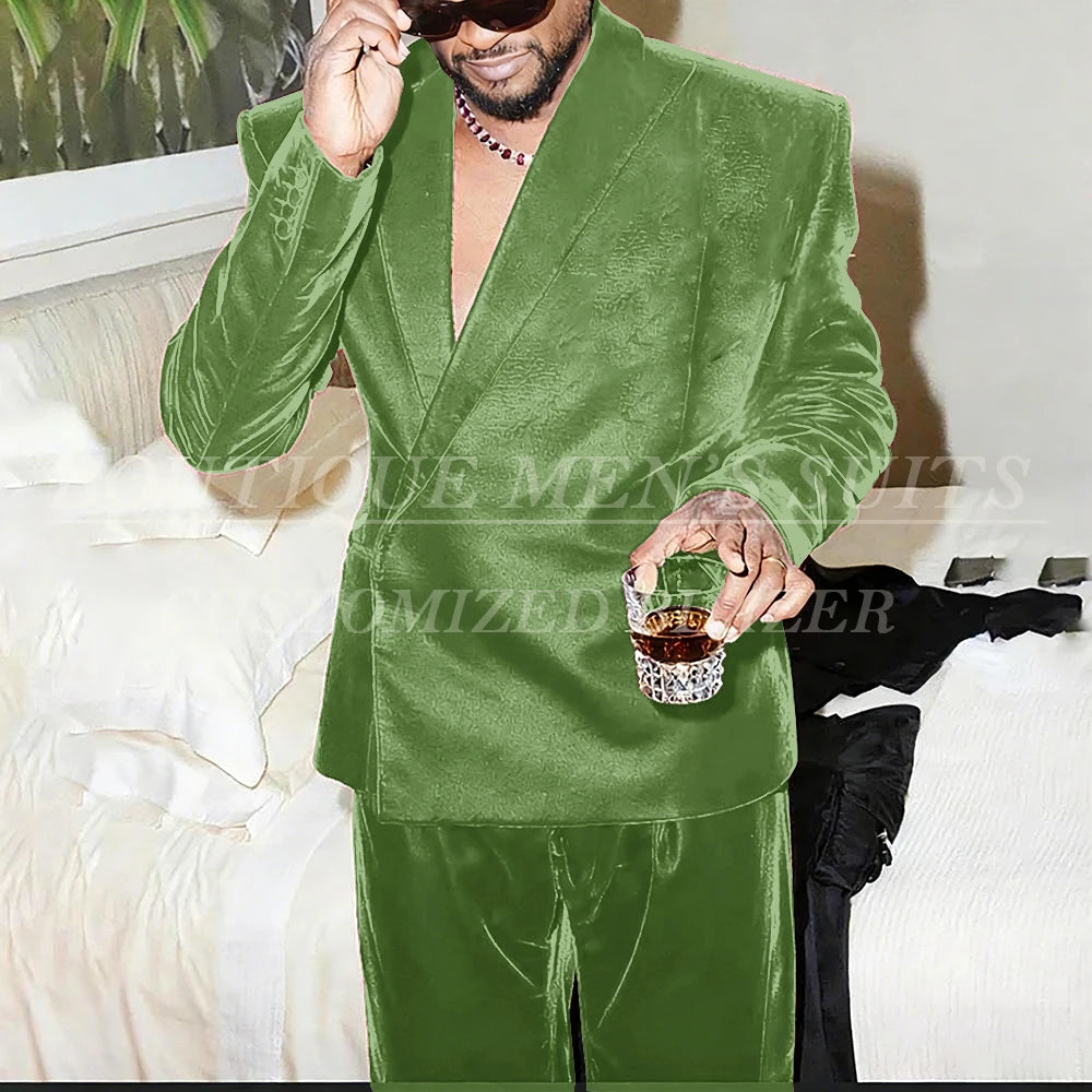 Costumes décontractés en velours pour hommes, mode rouge, longueur régulière, 2 pièces, veste et pantalon, tenues personnalisées, vêtements quotidiens pour hommes, Blazer