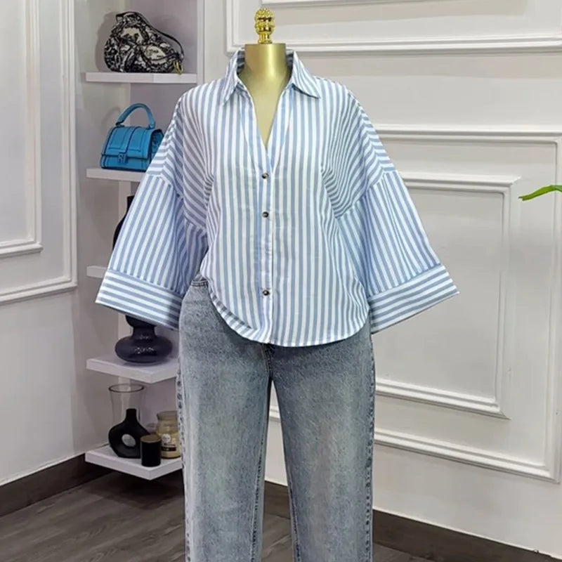 Blouse pour femme  automne  à manches longues simple boutonnage  ample style 2026