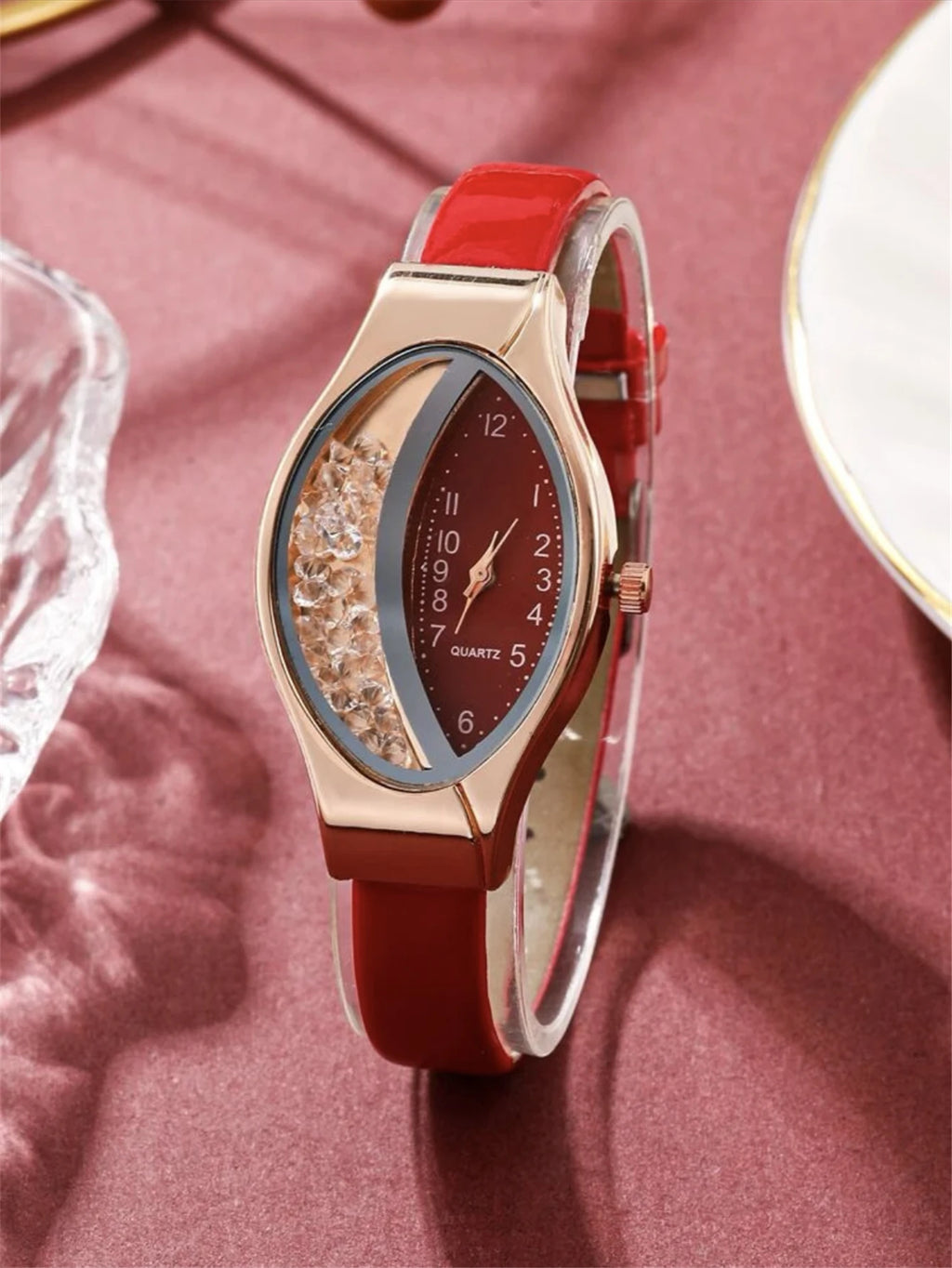 5 pièces ensemble mode femmes Version coréenne polyvalent elliptique Quicksand numérique femmes montre à Quartz montre femmes collier boucles d'oreilles