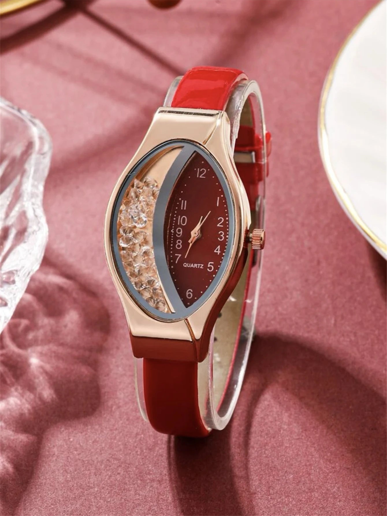 5 pièces ensemble mode femmes Version coréenne polyvalent elliptique Quicksand numérique femmes montre à Quartz montre femmes collier boucles d'oreilles