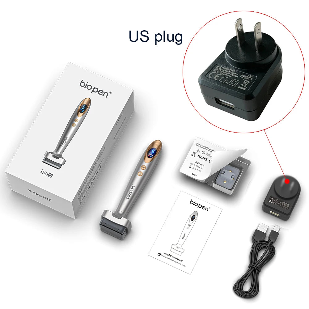 Nouveauté Derma Stamp Bio 6 LED Derma Pen EMS Vibration Microneedling équipement de beauté pour soins du visage croissance des cheveux