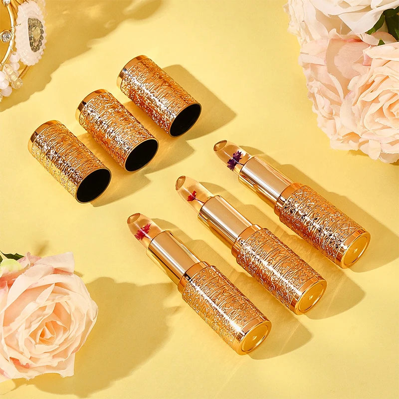 Le rouge à lèvres pétale qui change de couleur cristal pour les femmes hydrate le baume à lèvres durable et non collant