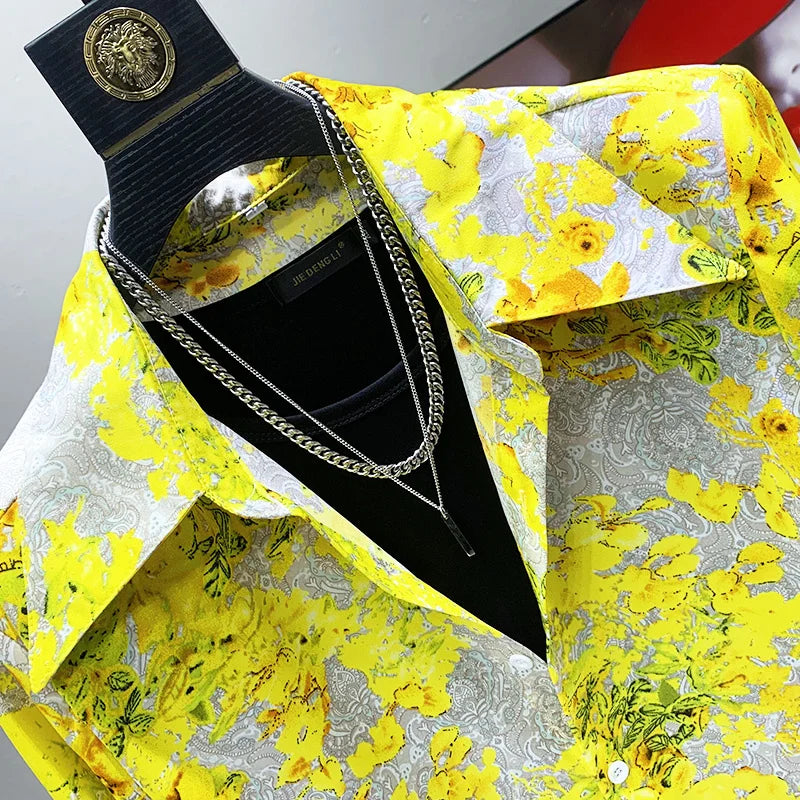 Chemises d'impression décontractées pour hommes, chemisier à simple boutonnage, manches longues, vêtements d'été, nouvelle mode, marée, 2026