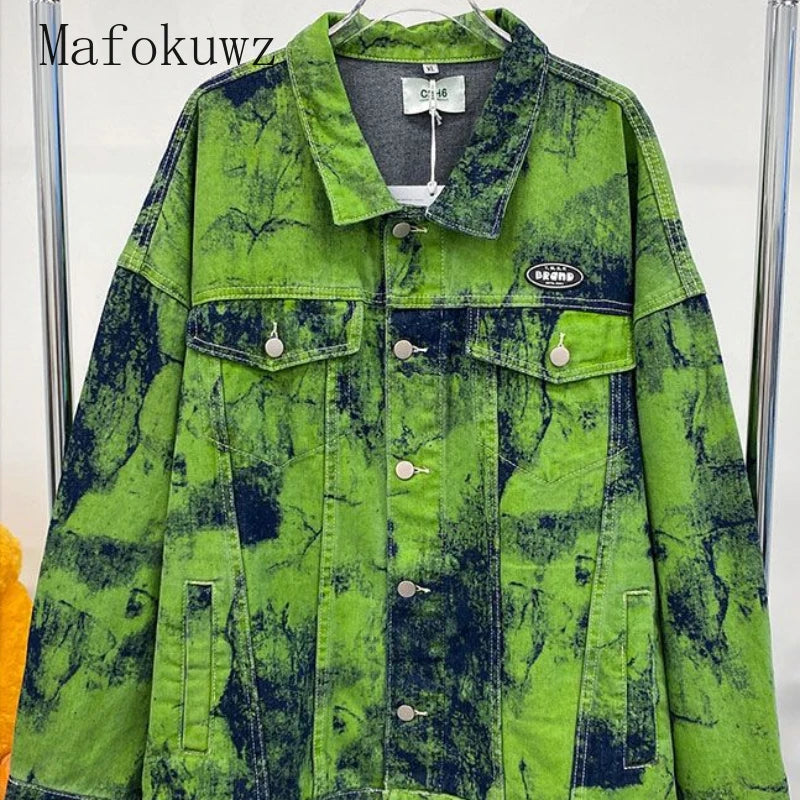 Vestes en denim rétro Splash pour hommes, pardessus américain, High Street, veste décontractée