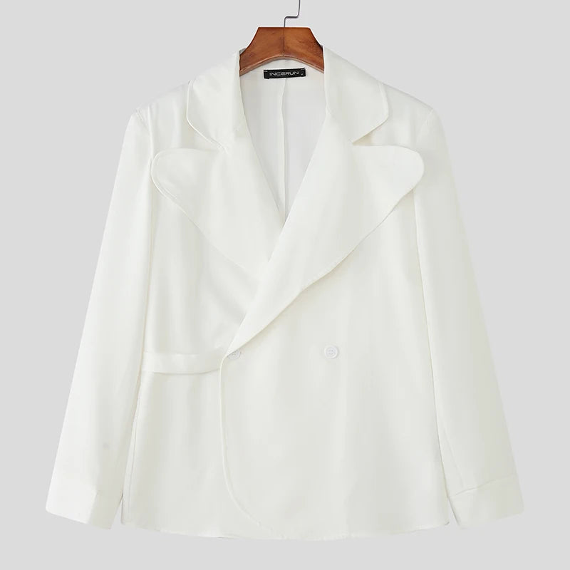 Blazer homme couleur unie revers à manches longues décontracté costume Streetwear  élé