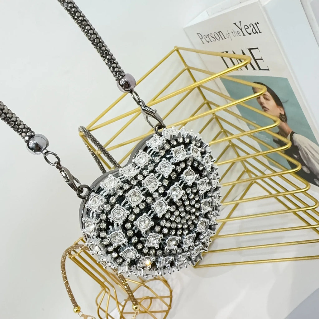 Pochette sac à main  DE Luxe Mini diamant incrustation coeur forme cristal pierres soirée de mariage sacs à bandoulière poignée strass