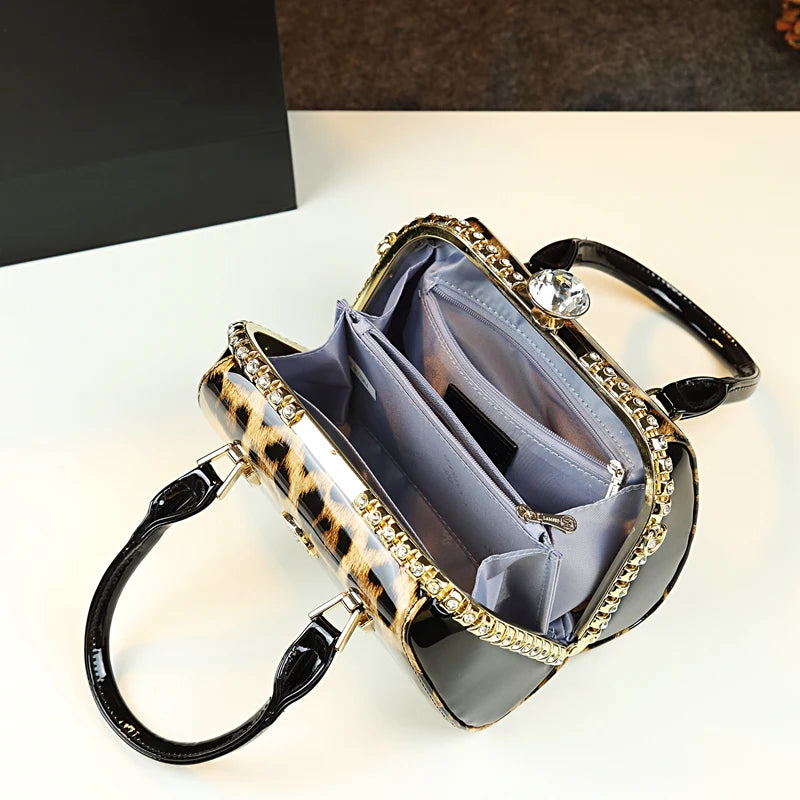 Sac à main léopard en cuir véritable pour femme, cuir de vachette, sac fourre-tout portable pour femme, sac de soirée, sacs alertes onaux initiés pour femme, mode