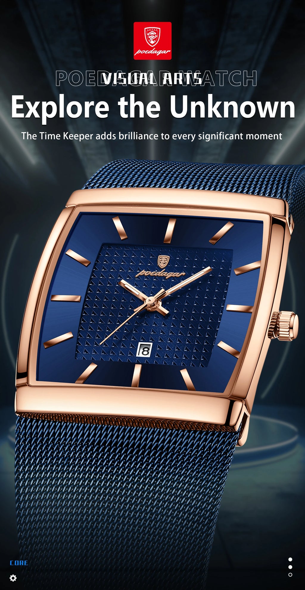 Top luxe hommes montre en acier inoxydable maille Date étanche lumineux homme montre-bracelet décontracté Rectangle Quartz hommes montres