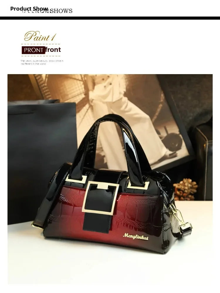 Sac à main multicouche en cuir souple pour femme, luxe motif crocodile, coussin Boston, , initié unique,