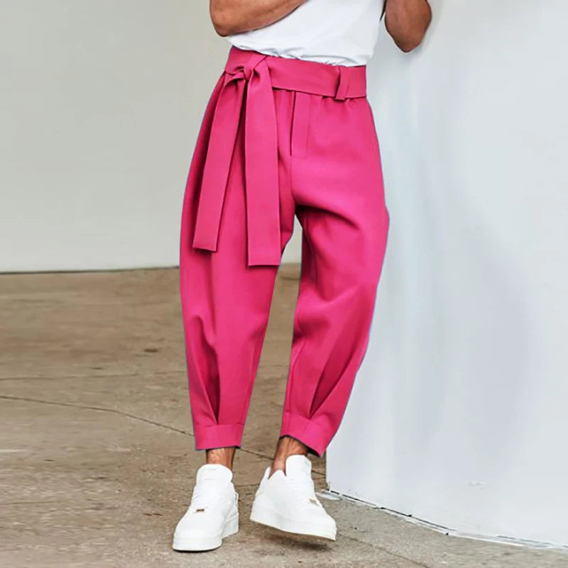 Pantalon Baggy pour hommes, Streetwear décontracté, ceinture, haute qualité, couleur Pure, jogging, sarouel à la mode