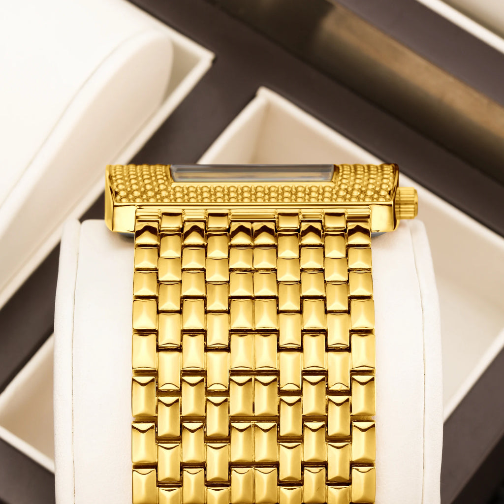 montre à Quartz sculptée pour femmes, couleur or, Style élégant et magnifique avec boîte, dissolvant de montre, nouveau placage ionique, tendance 2024