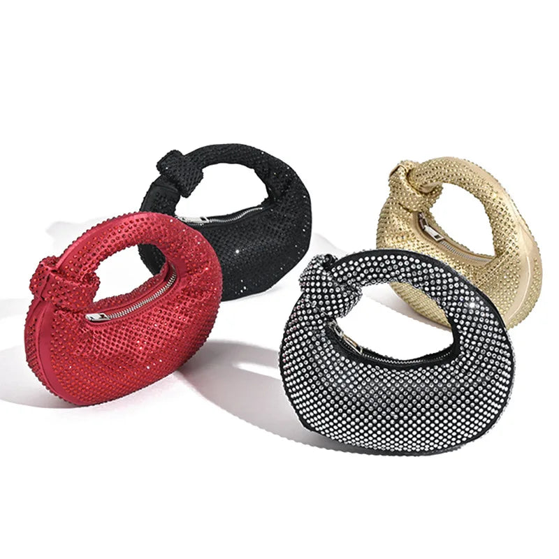 Sac à main de soirée en cristal brillant pour femme, sac à main en satin de luxe, pochette de fête de mariage, sacs initiés féminins, nouvelle mode