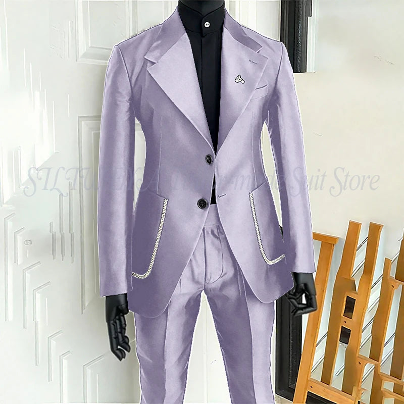 Costume 2 pièces noir pour hommes, Blazer et pantalon, simple boutonnage, travail quotidien, Business, décontracté, ensemble De Costume De fête, Traje De Hombre Elegante