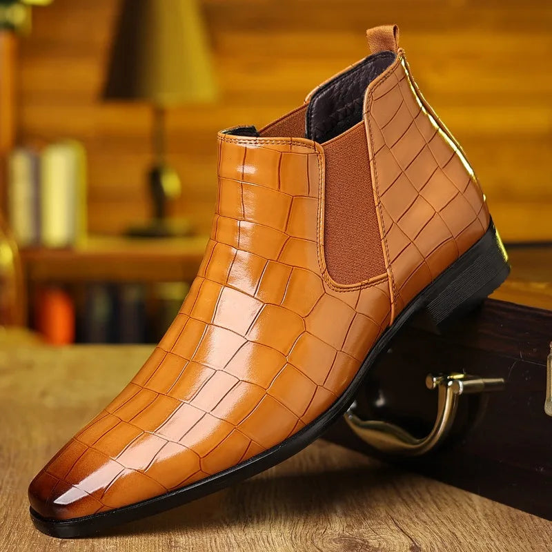 Chaussures habillées pour hommes automne hiver à semelles souples hommes bottes en cuir style Chelsea