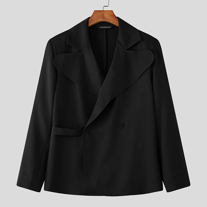 Blazer homme couleur unie revers à manches longues décontracté costume Streetwear  élé