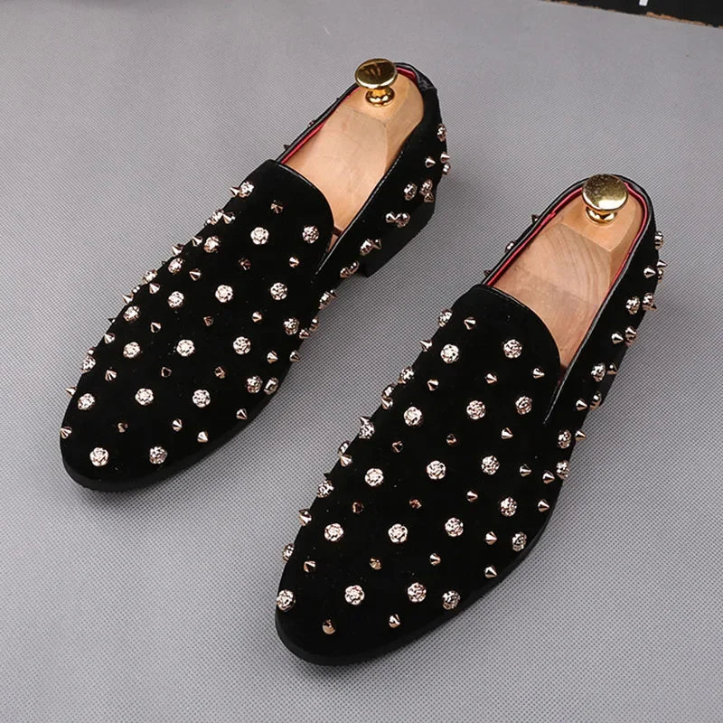 Chaussure de luxe hommes style britannique pointu Punk Rivet Oxford formel ,mariage bal