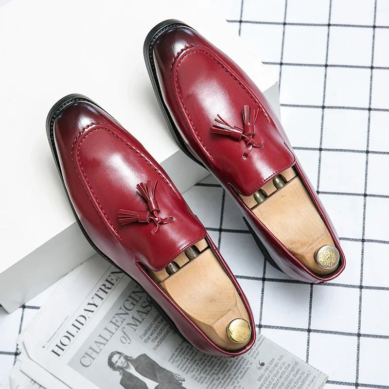 Mocassins en cuir pour hommes, chaussures de mariage, glands faits à la main de haute qualité