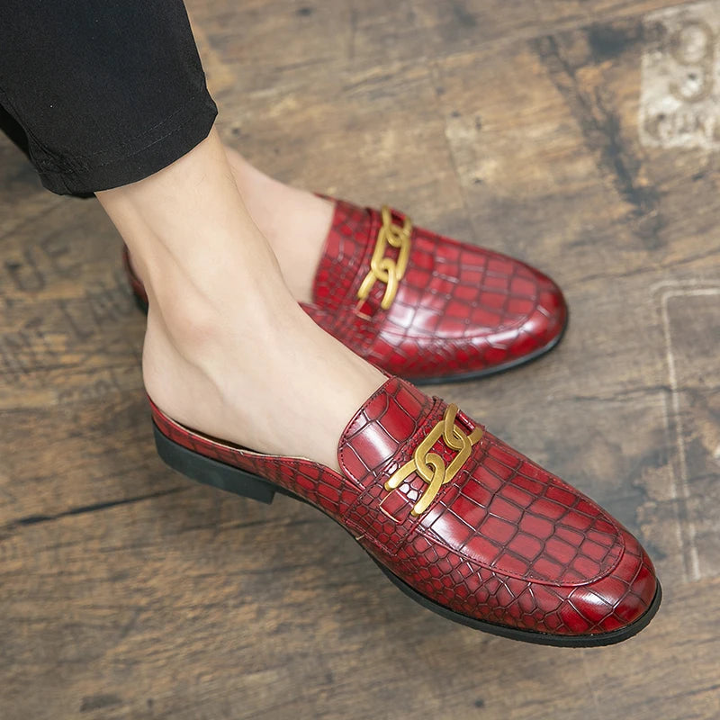 Demi-chaussures en cuir véritable pour hommes, 100%, Mules décontractées de styliste, mocassins à la mode, pantoufles de luxe 2026
