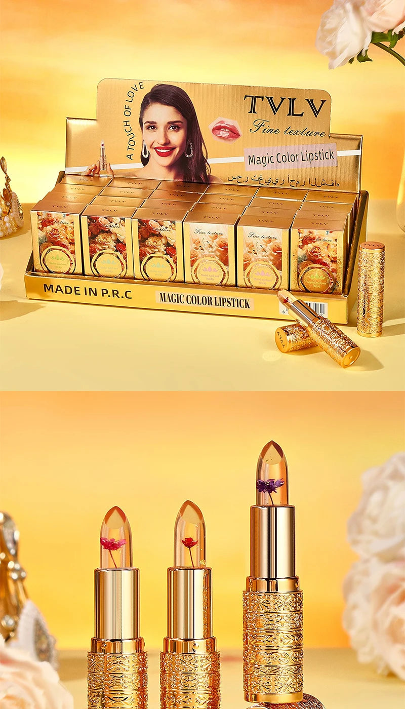 Le rouge à lèvres pétale qui change de couleur cristal pour les femmes hydrate le baume à lèvres durable et non collant