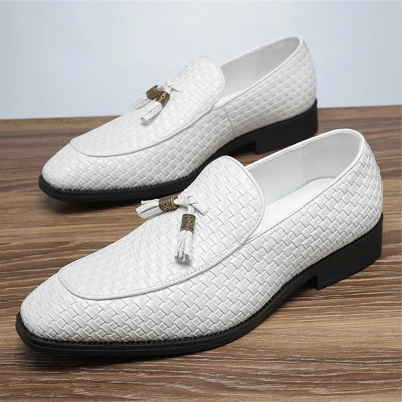 Mocassins chaussures hommes tricot motif en cuir chaussures décontractées de luxe