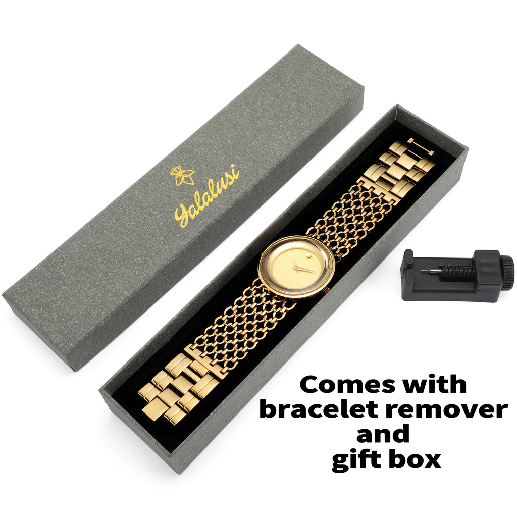 Montre pour femmes, boîtier en or, cadran noir, Style Simple, nouveau dissolvant de montre en boîte, plaqué or, offre spéciale, 2024