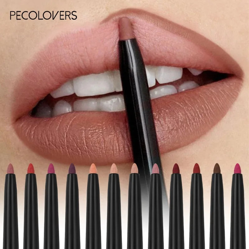 Crayon à lèvres mat imperméable, teinte rouge Contour, rouge à lèvres longue durée, tasse antiadhésive, maquillage hydratant pour les lèvres, 12 couleurs