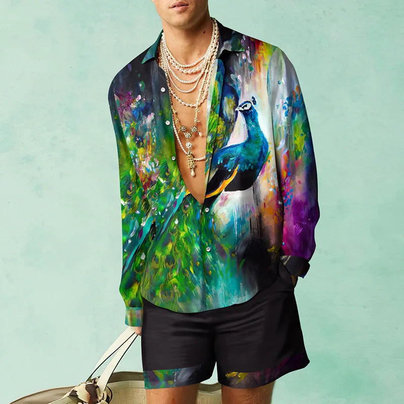 Ensemble de chemises à motif botanique pour hommes, impression 3D, mode décontractée, objectifs de plage, streetwear d'été, vêtements hawaïens