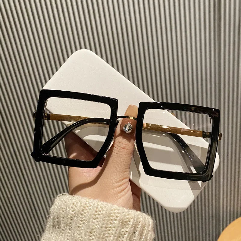 grand cadre femmes Anti-lumière bleue lunettes cadre épais nuances transparentes surdimensionné ordinateur oculaire 2025 nouveau dans