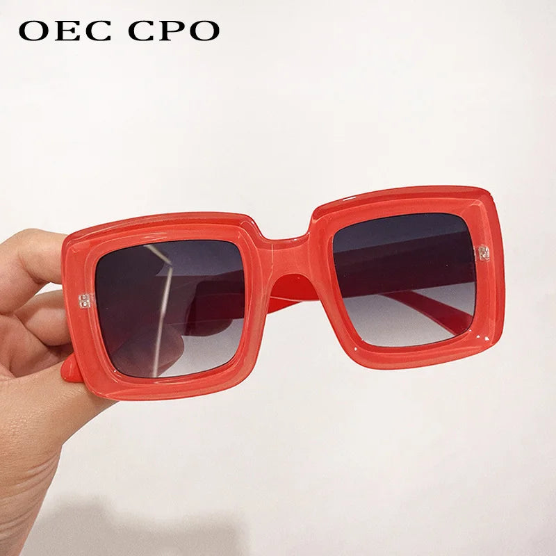 OEC CPO-Lunettes de soleil carrées punk pour femmes et hommes, lunettes de soleil multicolores, nuances colorées, lunettes de mode, UV400, tendance, femme, steampunk