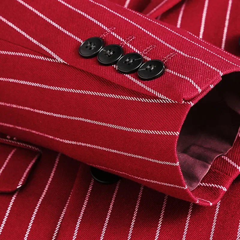 Ensemble pour hommes formel Double boutonnage rayé costumes Homme affaires Social ,de mariage