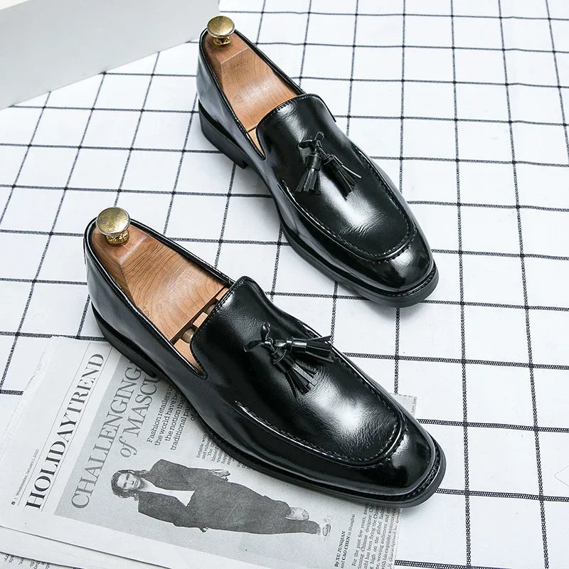 Mocassins en cuir pour hommes, chaussures de mariage, glands faits à la main de haute qualité