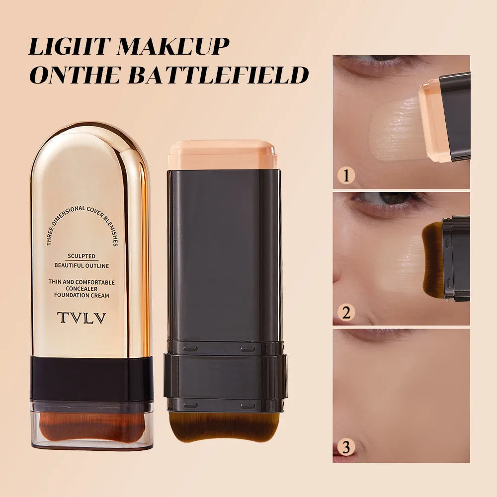 TVLV 2-en-1 fond de teint et correcteur bâton longue tenue éclaircissant le teint de la peau couverture intégrée correcteur impeccable crème de maquillage