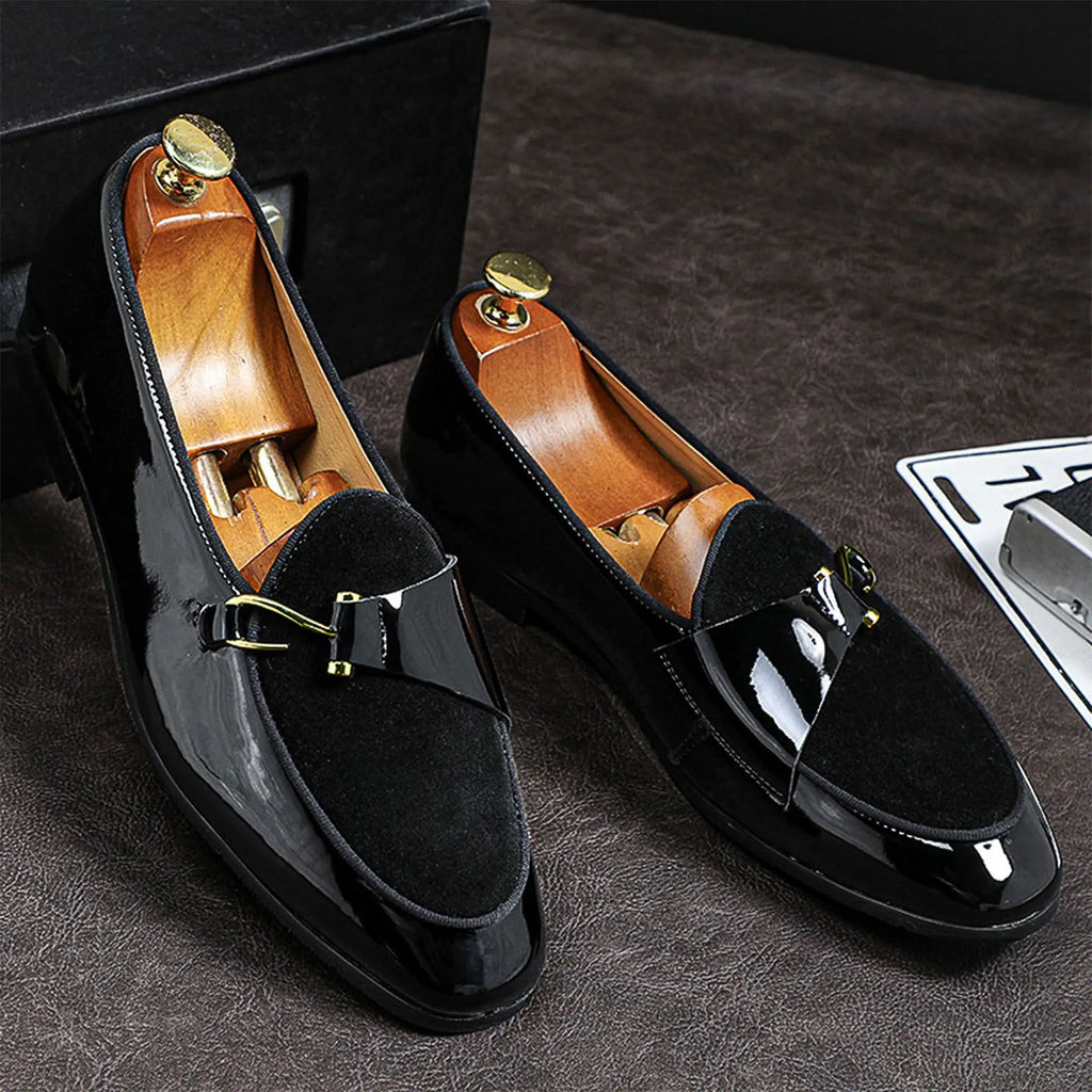 Mocassins chaussures hommes en cuir sans lacet chaussures décontracté confortable habillées boucle en daim