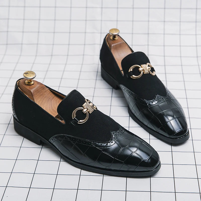 Mocassins en cuir Nubuck à enfiler pour hommes, marque de luxe, à fond épais et à bout pointu, chaussures de styliste en cuir décontractées, automne