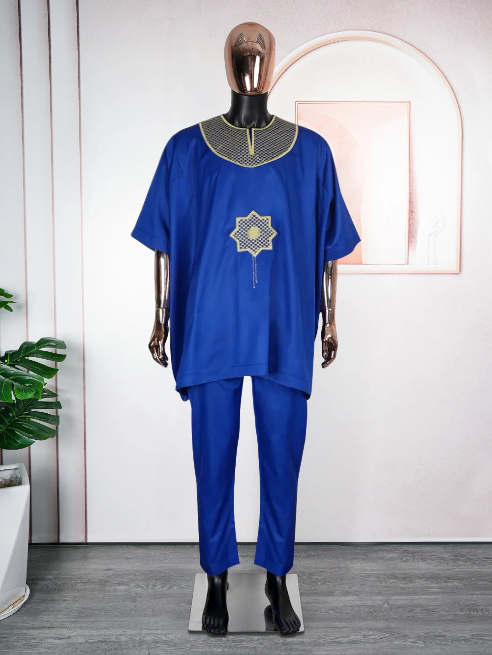 Ensemble de vêtements africains traditionnels brodés pour hommes, pantalon en Y, vêtements de mariage originaux, 2 pièces