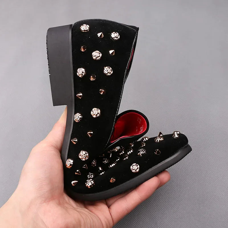 Chaussure de luxe hommes style britannique pointu Punk Rivet Oxford formel ,mariage bal