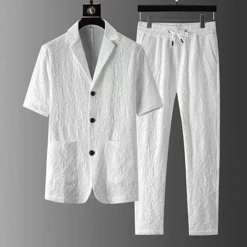 Ensemble de costume décontracté à manches courtes pour hommes, haut de gamme, coupe cintrée, léger, luxe, nouvelle collection été 2026