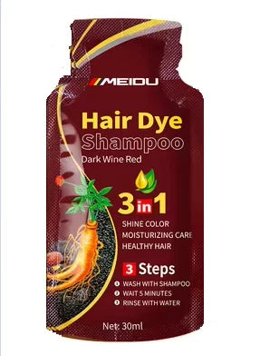 Shampoing 3 en 1 pour teinture capillaire, 30ml, assombrissant instantané, gris à noir, Polygonum Multiflorum, couverture de couleur naturelle pour femmes