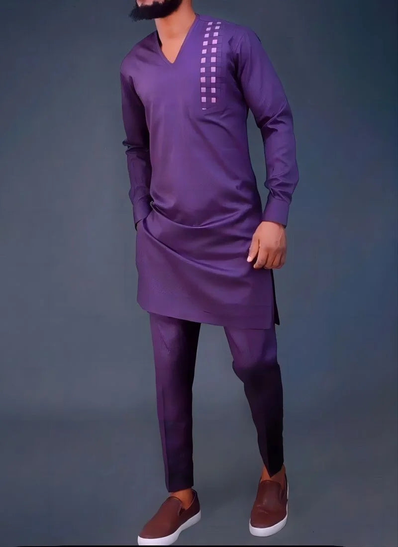 Nouveau Dashiki africain ethnique hommes à manches longues T-shirt pantalon costume personnalité haut imprimé taille standard banquet événement robe S-2XL