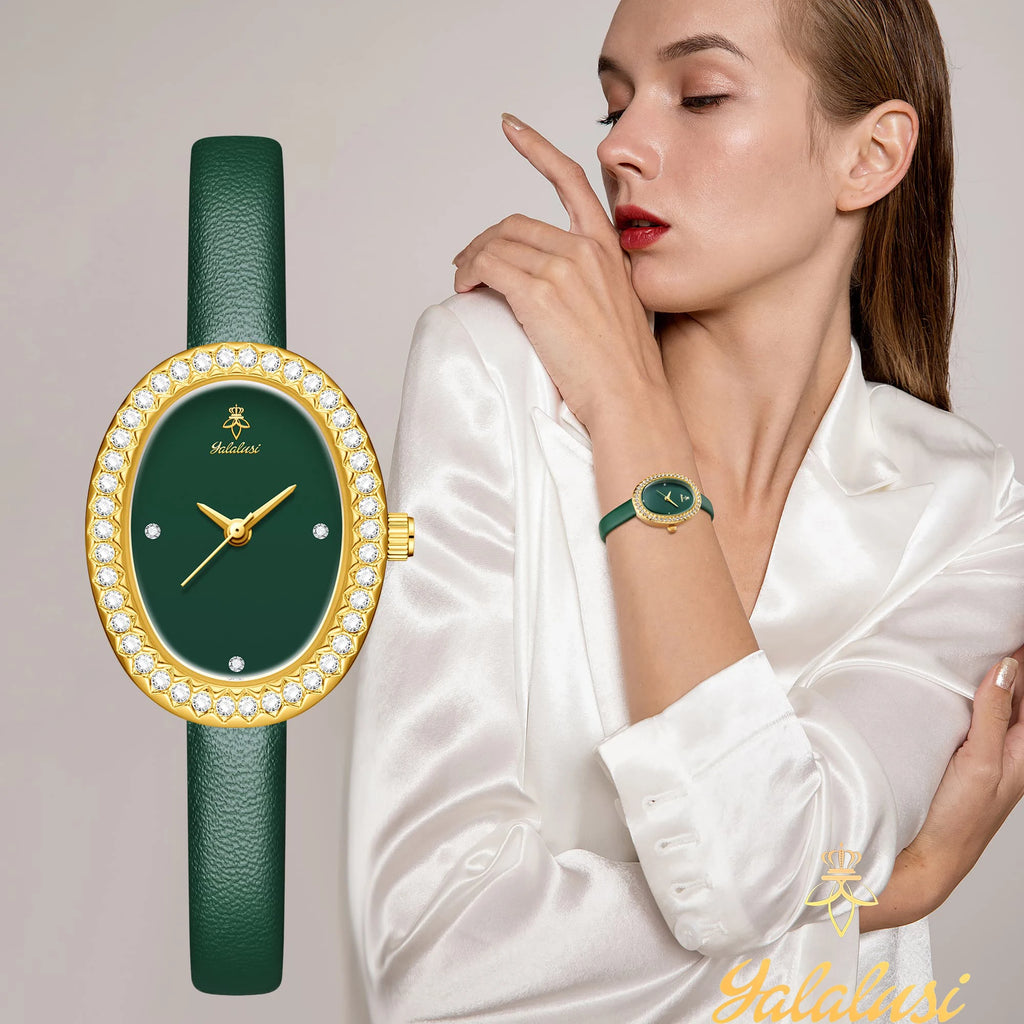 Montre-bracelet à quartz décontractée pour femme Montre de luxe plaquée or pour femme à la mode, tendance et polyvalente Coffret cadeau pour femme